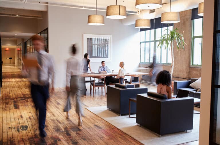 A bright office space.