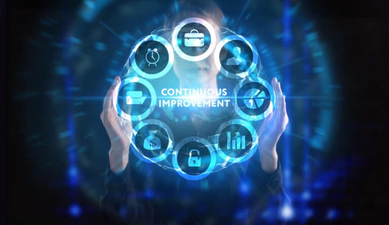 Holograph of circle with "continuous improvement" in the middle.